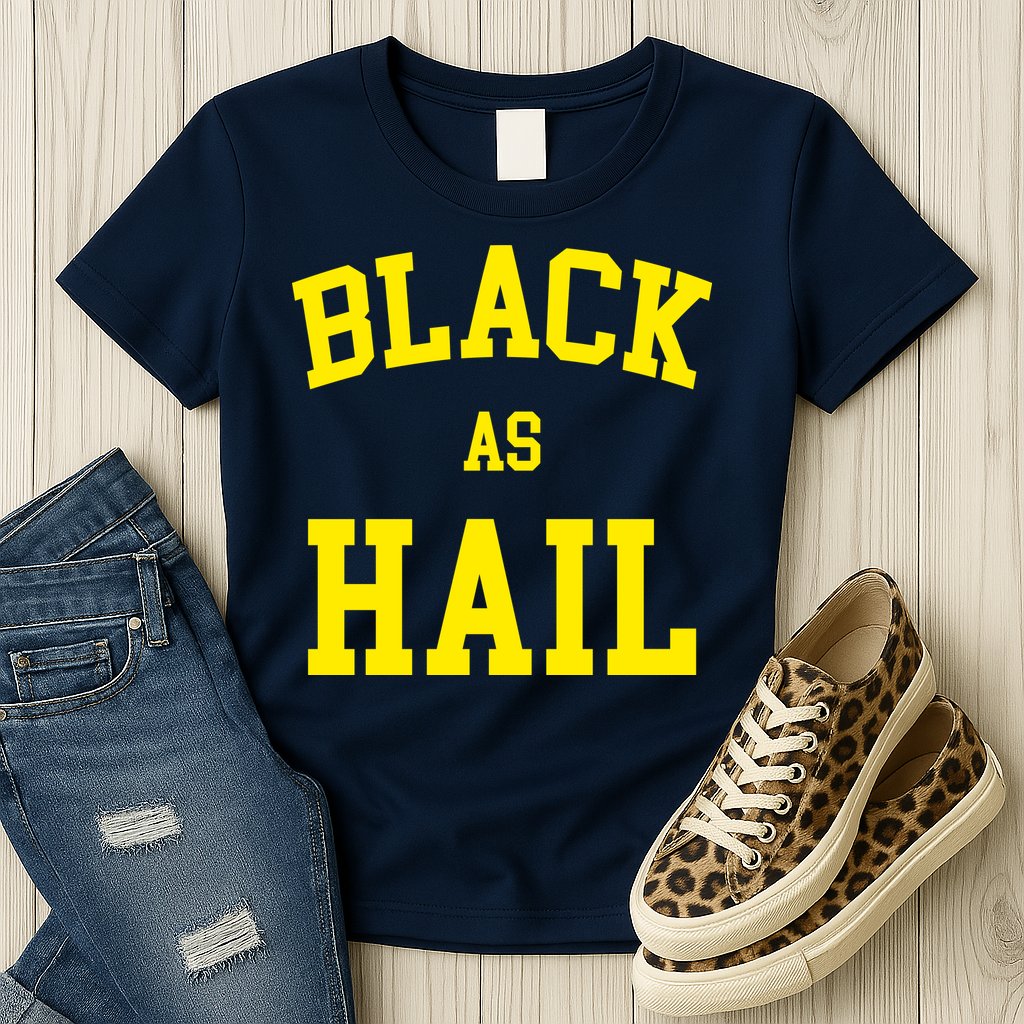 Black As Hail Yellow College Logo Womens T-Shirt