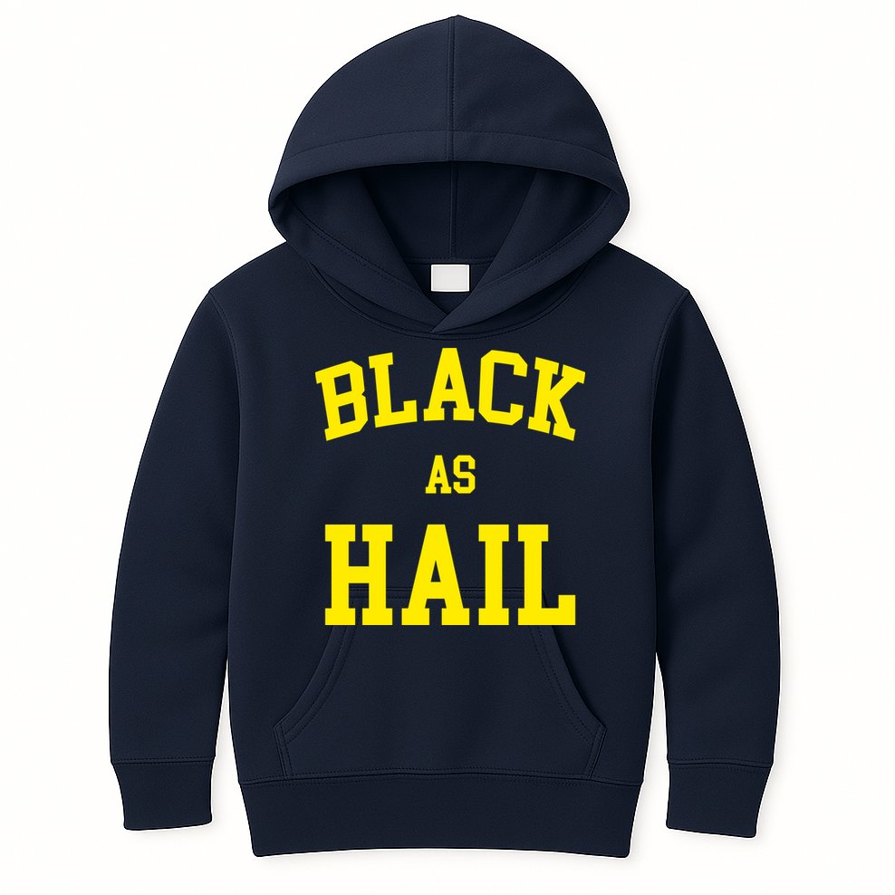 Black As Hail Yellow College Logo Kids Hoodie