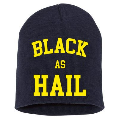 Black As Hail Yellow College Logo Short Acrylic Beanie