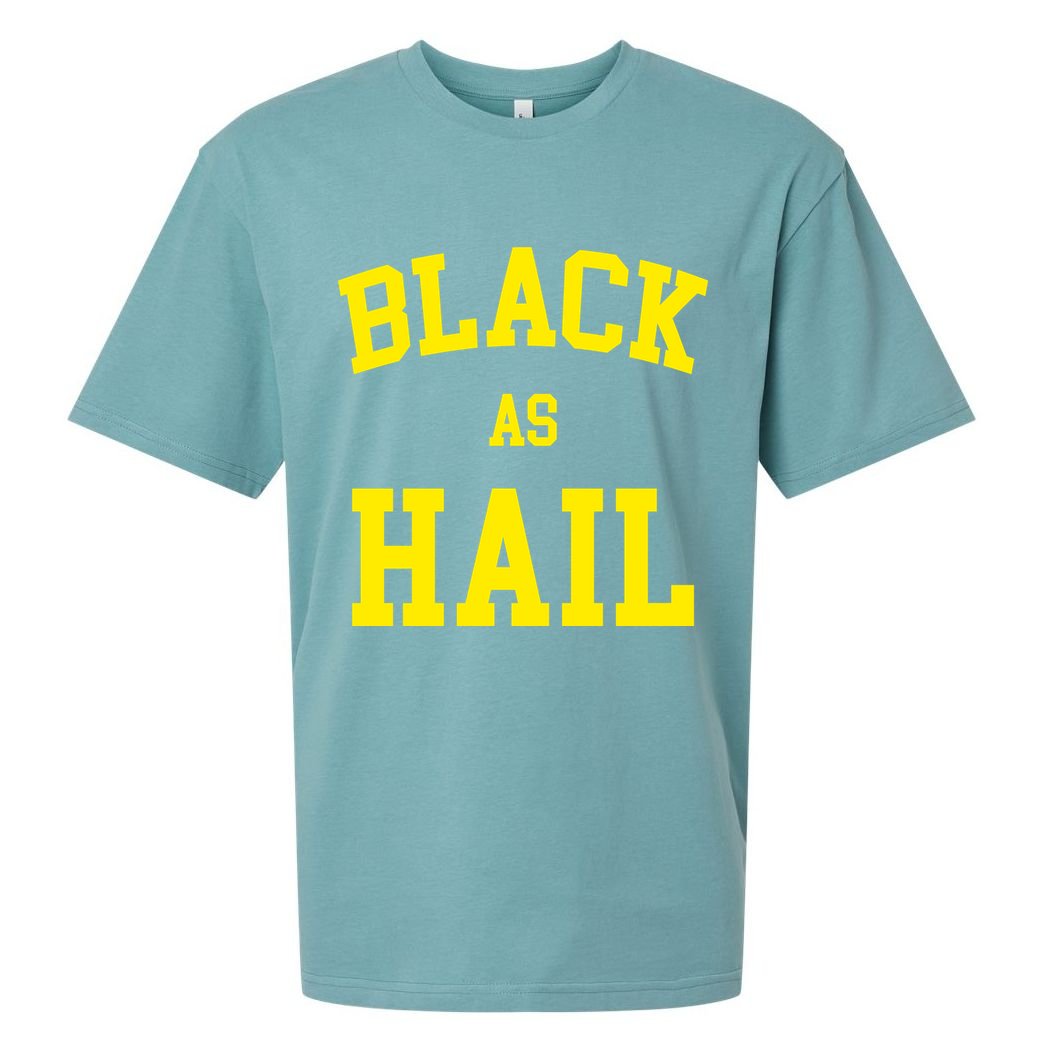 Black As Hail Yellow College Logo Sueded Cloud Jersey T-Shirt