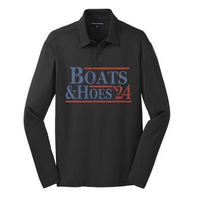 Boats And Hoes 2024 Election Funny Gifts Silk Touch Performance Long Sleeve Polo