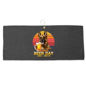 Beer And Hang With My Ger Shepherd Dog Lover Gift Large Microfiber Waffle Golf Towel