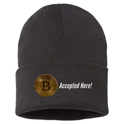 Bitcoin Accepted Here, Bitcoin To The Moon, HODL Bitcoin Crypto Sustainable Knit Beanie