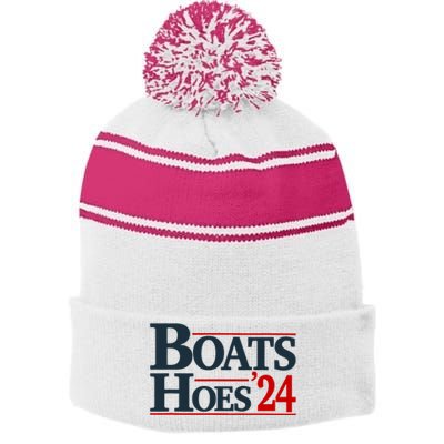 Boats And Hoes 2024 Election Funny Stripe Pom Pom Beanie