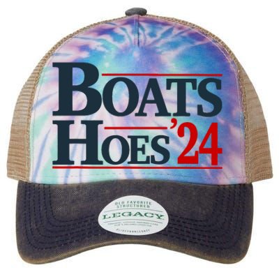 Boats And Hoes 2024 Election Funny Legacy Tie Dye Trucker Hat