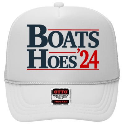 Boats And Hoes 2024 Election Funny High Crown Mesh Back Trucker Hat