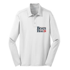 Boats And Hoes 2024 Election Funny Silk Touch Performance Long Sleeve Polo