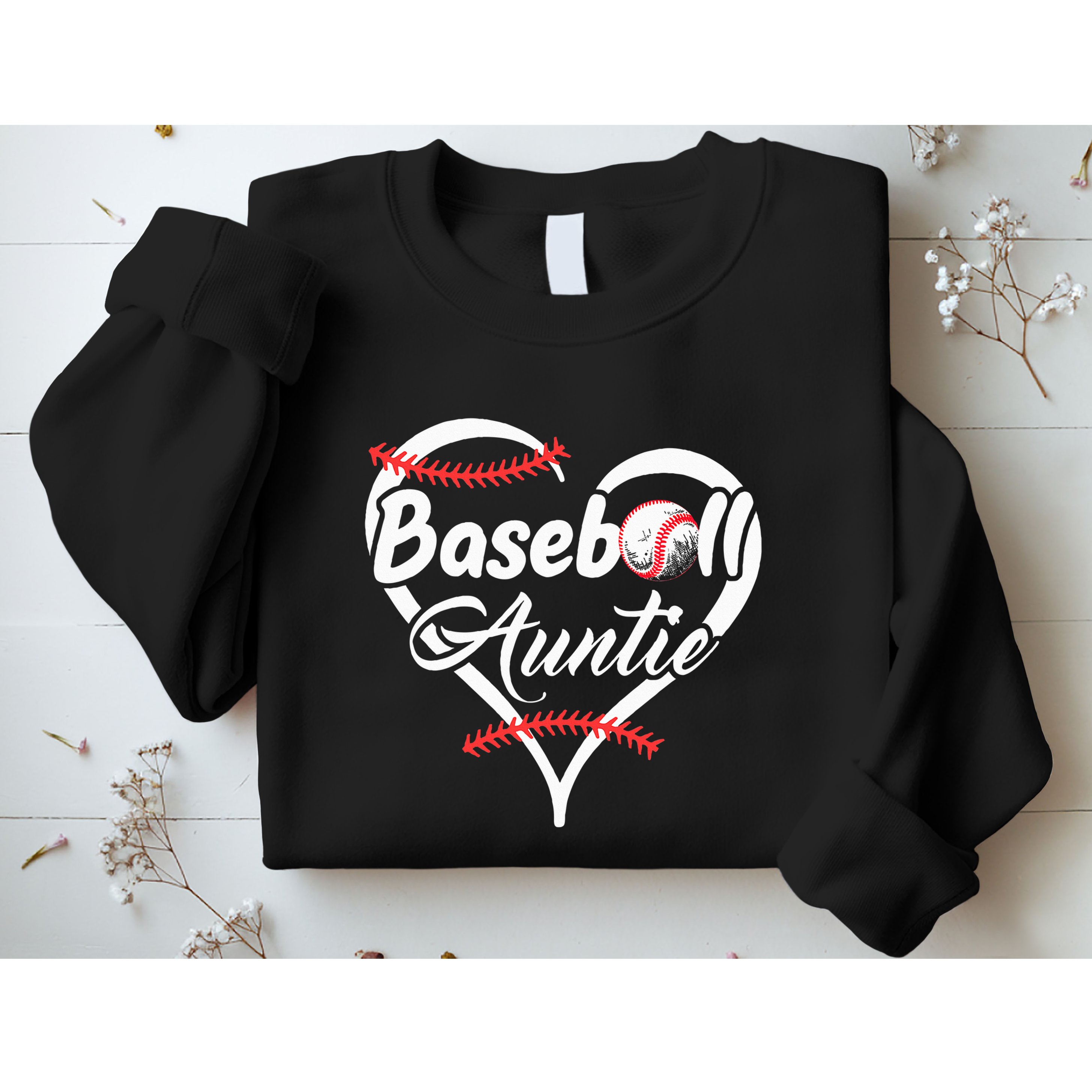 Baseball Aunt Heart Proud Baseball Auntie Sweatshirt