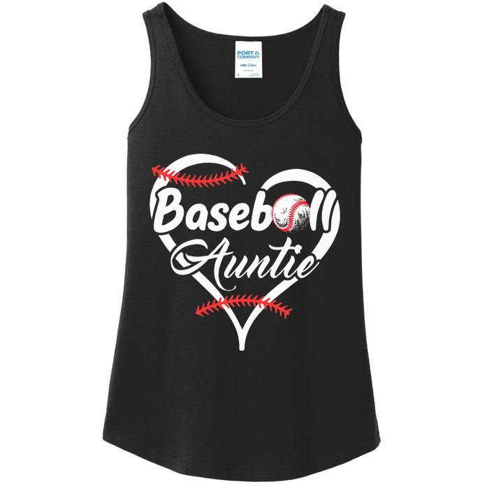 Baseball Aunt Heart Proud Baseball Auntie Ladies Essential Tank