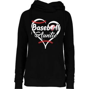 Baseball Aunt Heart Proud Baseball Auntie Womens Funnel Neck Pullover Hood