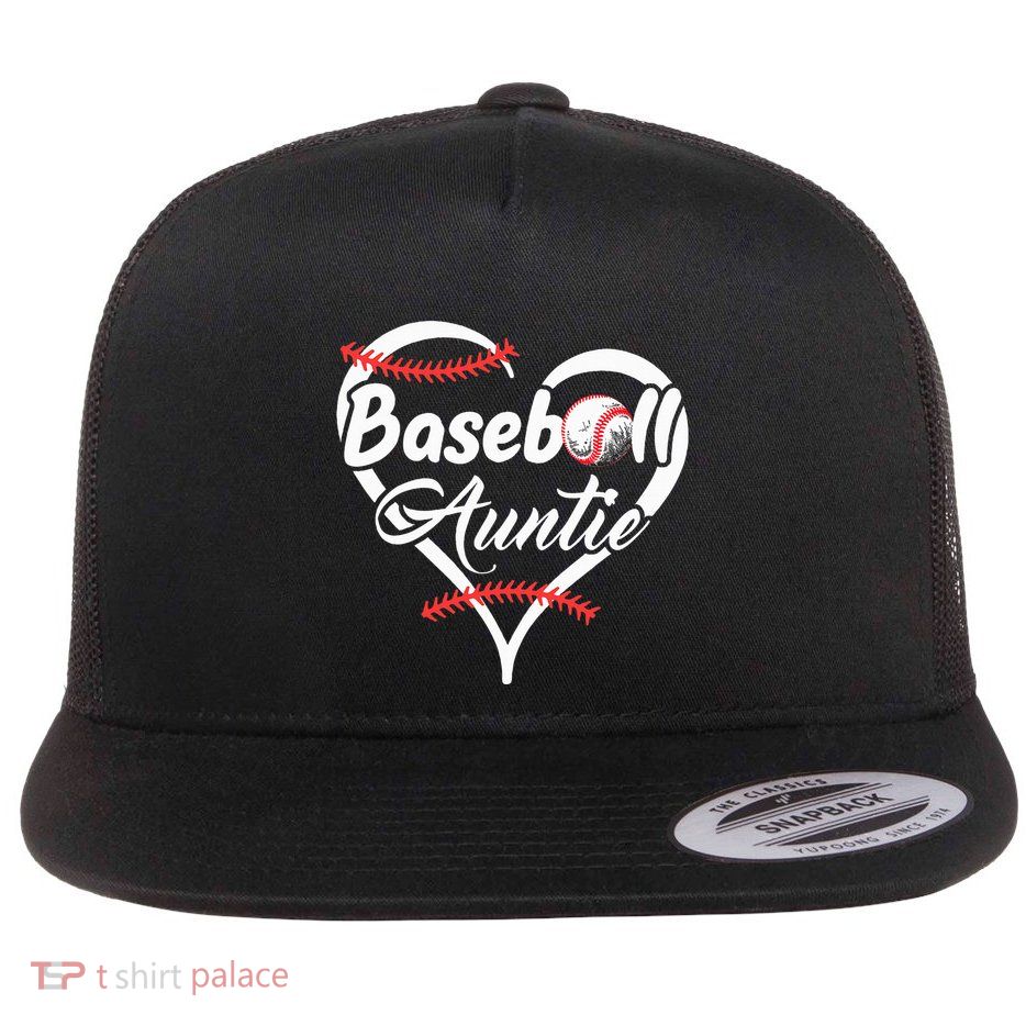 Baseball Aunt Heart Proud Baseball Auntie Flatbill Hat