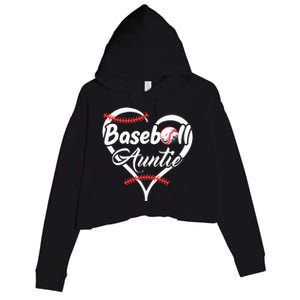 Baseball Aunt Heart Proud Baseball Auntie Crop Fleece Hoodie