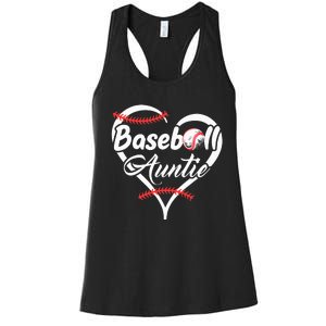 Baseball Aunt Heart Proud Baseball Auntie Women's Racerback Tank