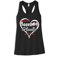 Baseball Aunt Heart Proud Baseball Auntie Women's Racerback Tank