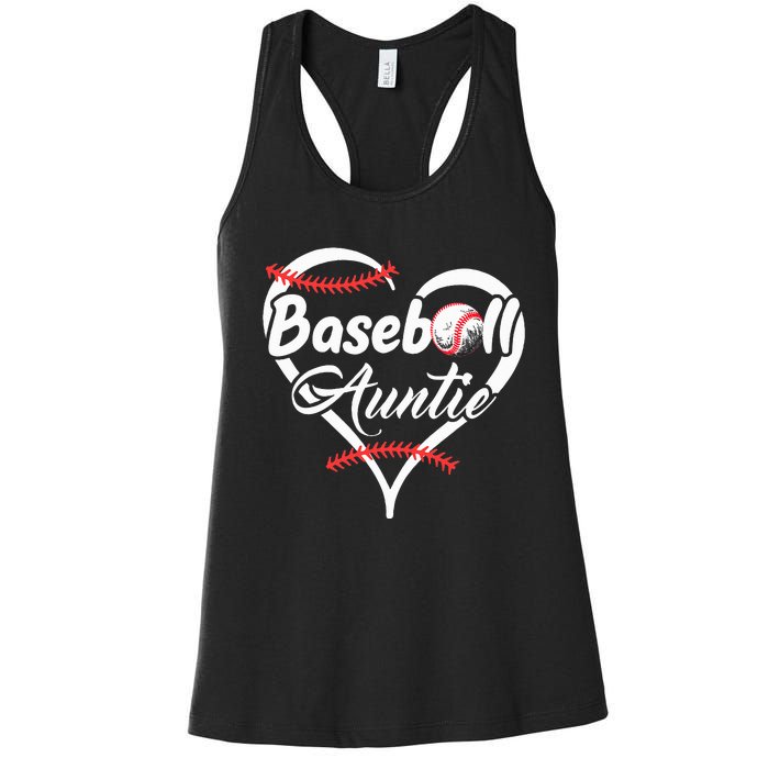 Baseball Aunt Heart Proud Baseball Auntie Women's Racerback Tank