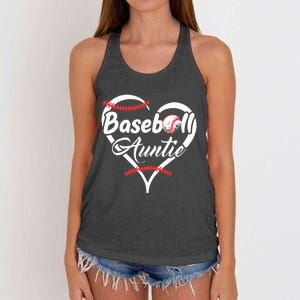 Baseball Aunt Heart Proud Baseball Auntie Women's Knotted Racerback Tank