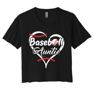 Baseball Aunt Heart Proud Baseball Auntie Women's Crop Top Tee