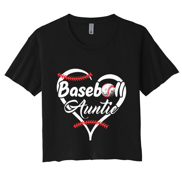 Baseball Aunt Heart Proud Baseball Auntie Crop Top