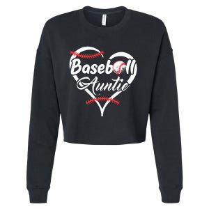 Baseball Aunt Heart Proud Baseball Auntie Cropped Pullover Crew