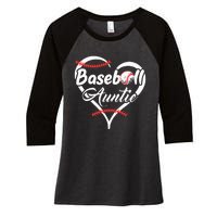 Baseball Aunt Heart Proud Baseball Auntie Women's Tri-Blend 3/4-Sleeve Raglan Shirt