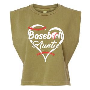 Baseball Aunt Heart Proud Baseball Auntie Garment-Dyed Women's Muscle Tee