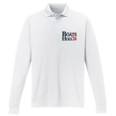 Boats and Hoes 2024 Election Funny Performance Long Sleeve Polo