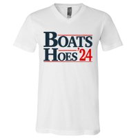 Boats and Hoes 2024 Election Funny V-Neck T-Shirt