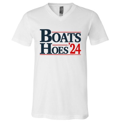 Boats and Hoes 2024 Election Funny V-Neck T-Shirt