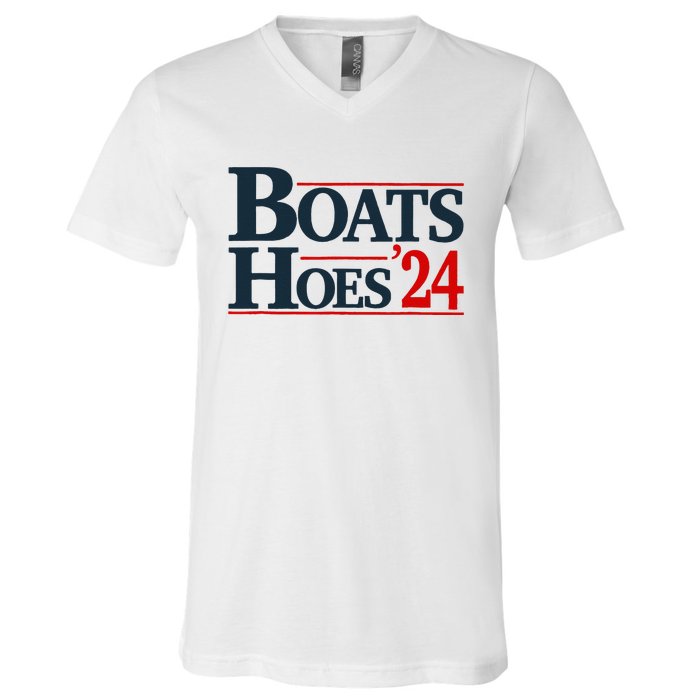 Boats and Hoes 2024 Election Funny V-Neck T-Shirt