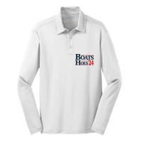 Boats and Hoes 2024 Election Funny Silk Touch Performance Long Sleeve Polo