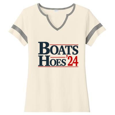 Boats and Hoes 2024 Election Funny Ladies Halftime Notch Neck Tee