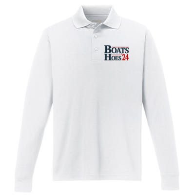 Boats and Hoes 2024 Election Funny Performance Long Sleeve Polo