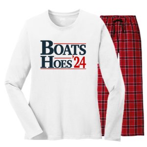 Boats and Hoes 2024 Election Funny Women's Long Sleeve Flannel Pajama Set 