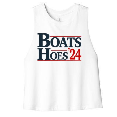 Boats and Hoes 2024 Election Funny Women's Racerback Cropped Tank