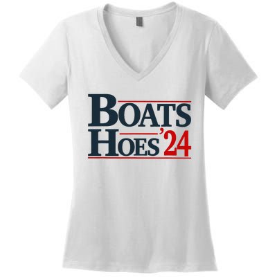 Boats and Hoes 2024 Election Funny Women's V-Neck T-Shirt