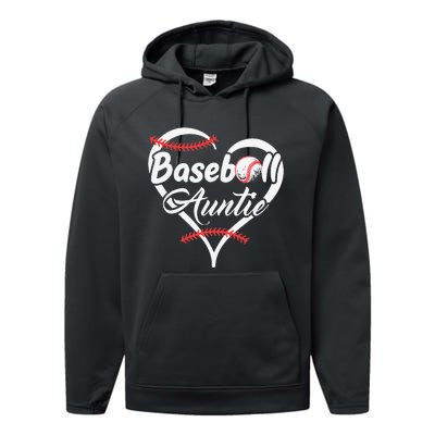 Baseball Aunt Heart Proud Baseball Auntie Performance Fleece Hoodie