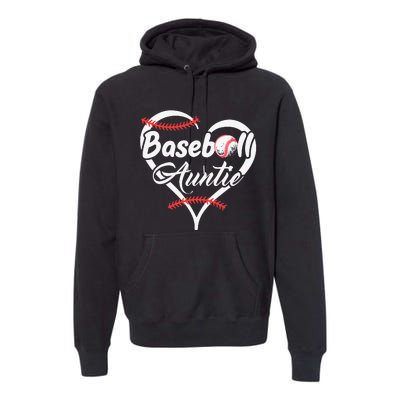 Baseball Aunt Heart Proud Baseball Auntie Premium Hoodie