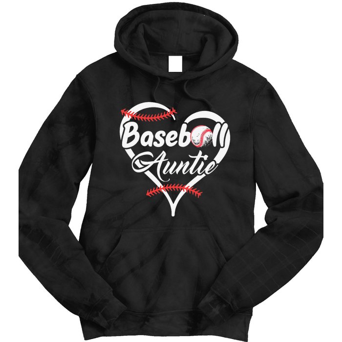 Baseball Aunt Heart Proud Baseball Auntie Tie Dye Hoodie