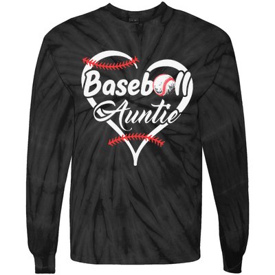 Baseball Aunt Heart Proud Baseball Auntie Tie-Dye Long Sleeve Shirt