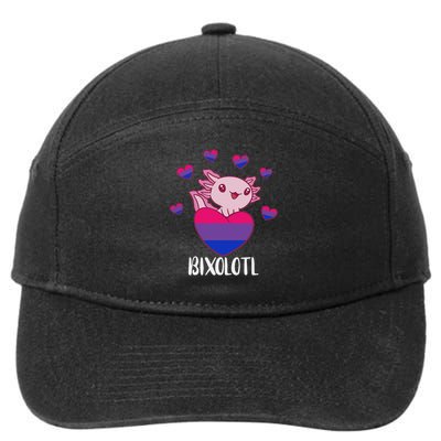 Bisexual Axolotl Heart Bisexuality Bi Bisexual Flag LGBTQ 7-Panel Snapback Hat