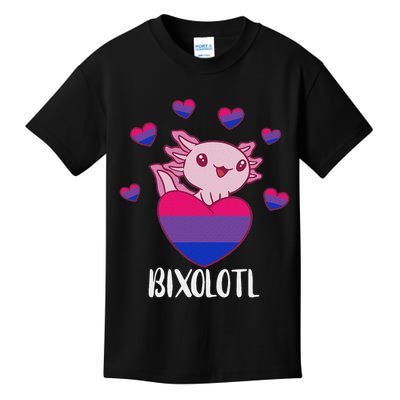 Bisexual Axolotl Heart Bisexuality Bi Bisexual Flag LGBTQ Kids T-Shirt