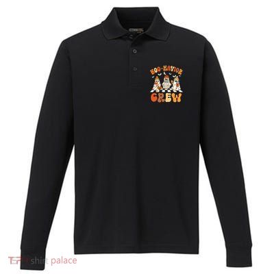 Behavior Analyst Halloween Aba Cute Ghost Boohavior Crew Performance Long Sleeve Polo