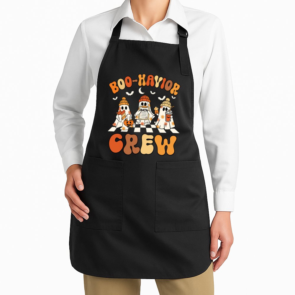 Behavior Analyst Halloween Aba Cute Ghost Boohavior Crew Apron