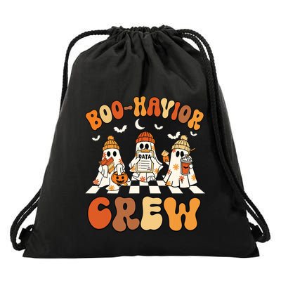 Behavior Analyst Halloween Aba Cute Ghost Boohavior Crew Drawstring Bag