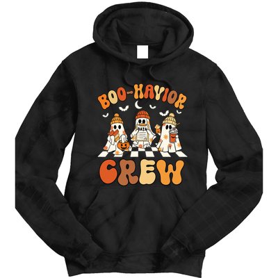 Behavior Analyst Halloween Aba Cute Ghost Boohavior Crew Tie Dye Hoodie