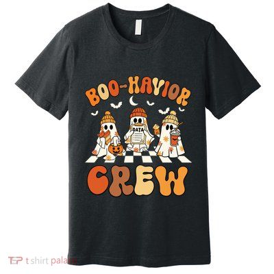 Behavior Analyst Halloween Aba Cute Ghost Boohavior Crew Premium T-Shirt