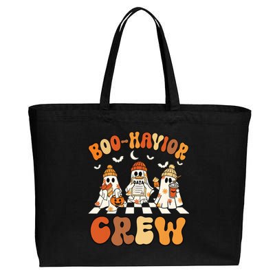 Behavior Analyst Halloween Aba Cute Ghost Boohavior Crew Cotton Canvas Jumbo Tote