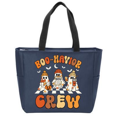 Behavior Analyst Halloween Aba Cute Ghost Boohavior Crew Zip Tote Bag