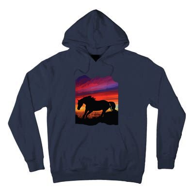 Beautiful Arabian Horse Sunset Silhouette Orange Purple Blue Tall Hoodie