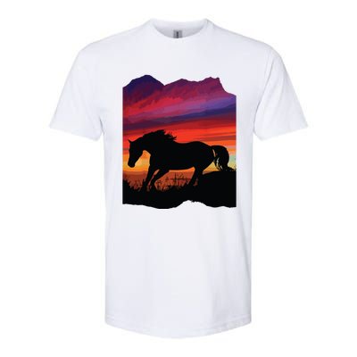 Beautiful Arabian Horse Sunset Silhouette Orange Purple Blue Softstyle CVC T-Shirt